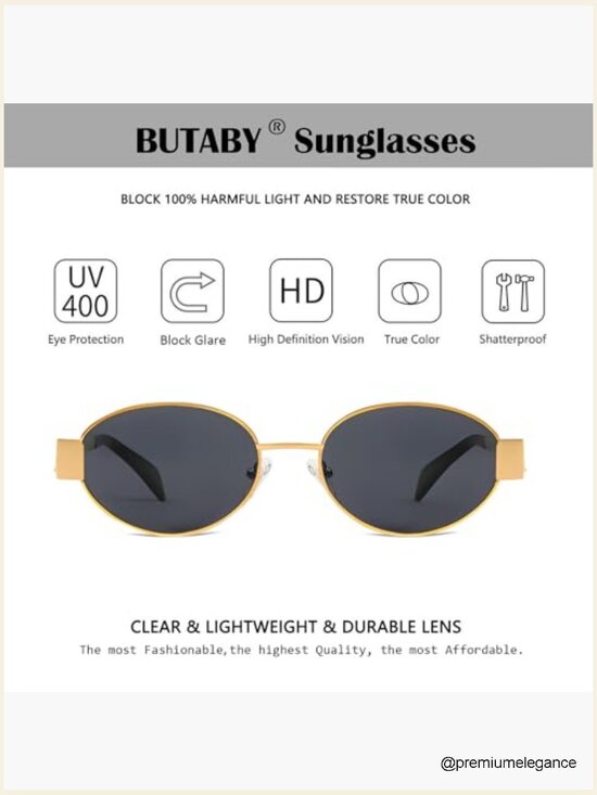 Retro Oval Sunglasses UV400 Protection Metal Frame Unisex Trendy Shades main image 5